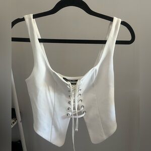 Urban Outfitters White Lace Up Tank